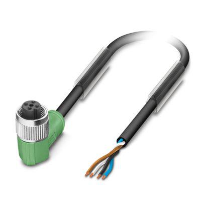 1447109 Phoenix Contact Male 4 way Free Cable End to Female 4 way Angled Socket M12 Sensor Actuator Cable, 2 m