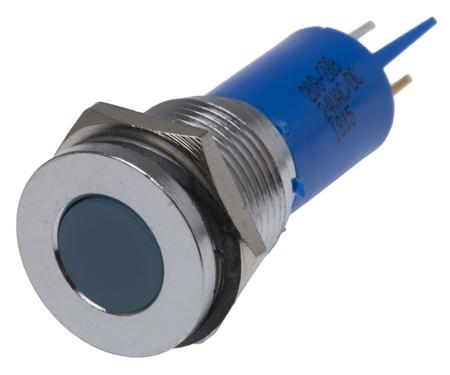 208-289 RS PRO Blue Panel Mount Indicator, 24V ac/dc, 16mm Mounting Hole Size, Solder Tab Termination