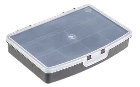 838-6535 RS PRO 7 Cell Black PP Compartment Box, 30mm x 122mm x 175mm