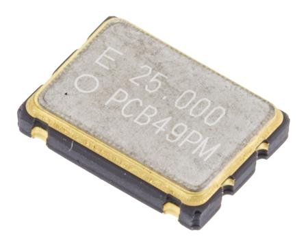 Q3309CA40010812  Crystal Oscillator, 25 MHz, ±50ppm CMOS 15pF, 4-Pin SMD, 7 x 5 x 1.4mm