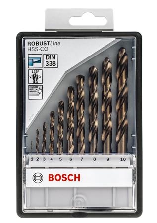 2607019925 Bosch HSCo 1mm to 10mm, 10 piece Robust Line Metal Drill Set