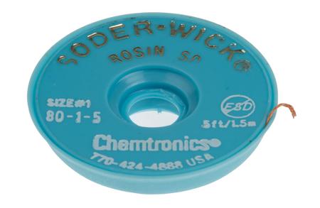 80-1-5 Chemtronics 1.5m Desoldering Braid, Width 0.8mm