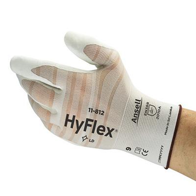 11812VP070 Ansell HyFlex 11-812 White Nylon, Spandex Cut Resistant Gloves, Size 7, Foam Nitrile Coating