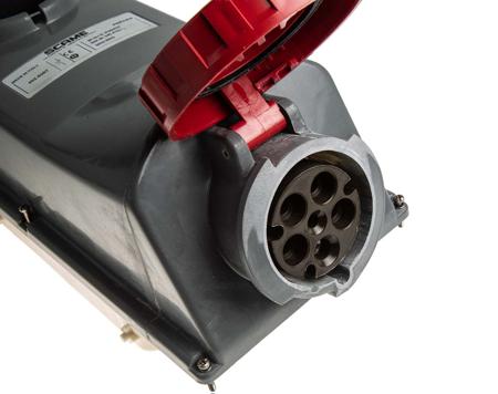 402-6387 Scame IP67 Red Panel Mount 3P+N+E Right Angle Industrial Power Socket, Rated At 63.0A, 415.0 V