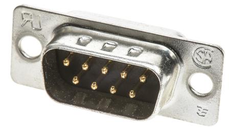 5-747904-2 TE Connectivity AMPLIMITE HD-20 Series Panel Mount Solder D-sub Connector Plug, 9 Way, 250 V ac, 3A