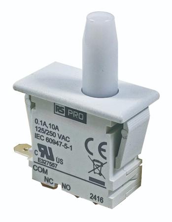 101-961 RS PRO Door Interlock Micro Switch, Plunger, SPDT 12A IP40 Glass Fibre Reinforced Plastic, -37 → 85°C