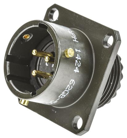 62GB-50T12-03PN Amphenol, 62GB 3 Way Flange Mount MIL Spec Circular Connector Receptacle, Pin Contacts,Shell Size 12, Bayonet Coupling,