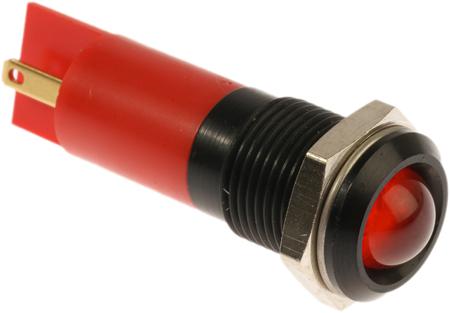209-412 RS PRO Red Panel Mount Indicator, 240V ac, 14.5mm Mounting Hole Size, Solder Tab Termination, IP40