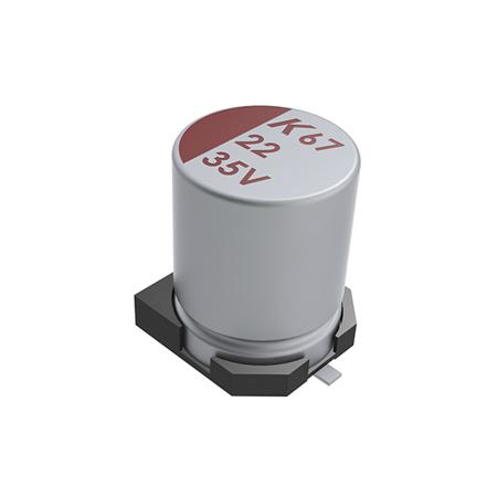 A767MU107M1JLAE028 KEMET 100μF Surface Mount Polymer Capacitor, 63V dc