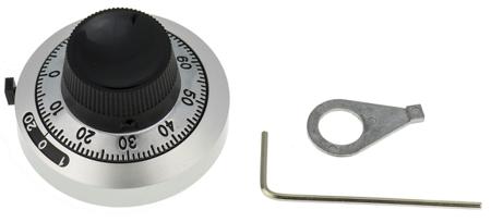 H-46-6A-1 Bourns 46mm Black, Chrome Potentiometer Knob for 6.35mm Shaft Splined,