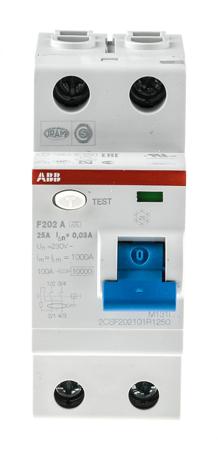 2CSF202101R1250---F202A-25-0-03 ABB 2 Pole Type A Residual Current Circuit Breaker, 25A F202, 30mA