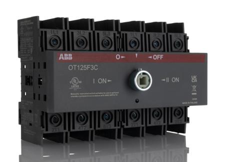 1SCA105037R1001-OT125F3C ABB OT Pole Base Mounting Changeover Switch - 125A Maximum Current, 45kW Power Rating, IP20