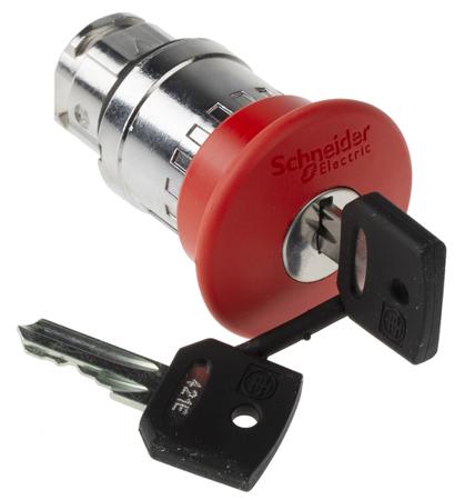 ZB4BS94412 Schneider Electric Harmony XB4 Series, Key Release, Emergency Stop Push Button Head
