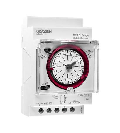 01-28-1001-1 Grasslin Analogue DIN Rail Time Switch 230 V ac, 1-Channel