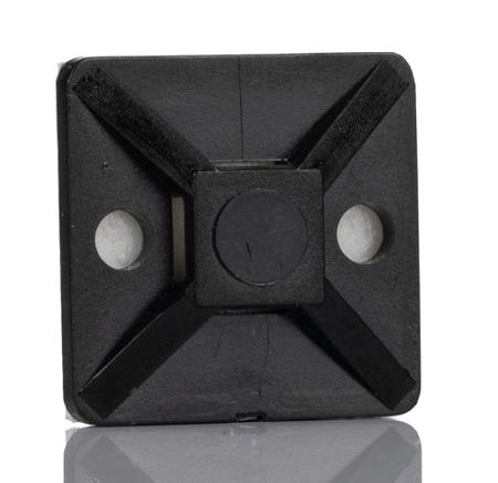 151-28412-MB4A-PA66-BK HellermannTyton Self Adhesive Black Cable Tie Mount 28 mm x 28mm, 5.4mm Max. Cable Tie Width