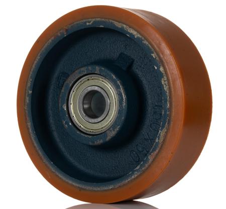 7020 CC LAG Blue, Orange Polyurethane Abrasion Resistant, High Load Capacity, Laceration Resistant, Non-Marking Trolley Wheel,