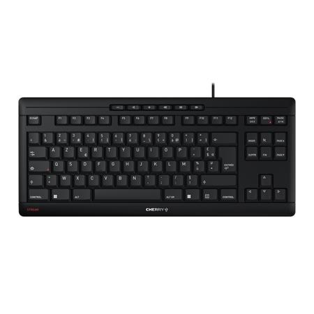 JK-8600FR-2 Cherry STREAM KEYBOARD TKL Wired USB Keyboard, AZERTY (France), Black