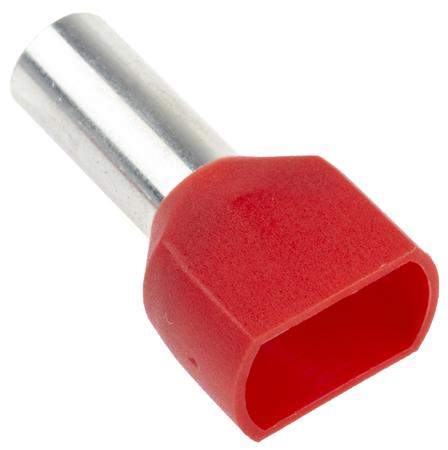 311-8019 RS Pro Insulated Crimp Bootlace Ferrule, 14mm Pin Length, 6.5mm Pin Diameter, 2 x 10mm² Wire Size, Red