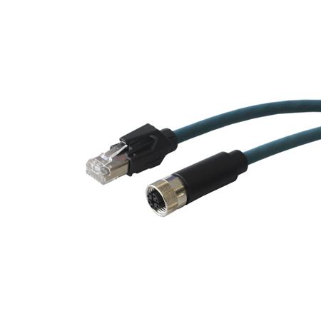 PXPTPU12FBF08XRJ010PU BulginPXP, 1m Cat6a, Blue M12 to Female RJ45 Male Unshielded, Terminated PUR Sheath