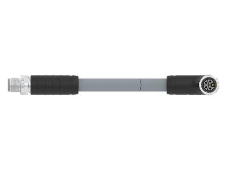 T4152A99L14-003 TE Connectivity M12 L-Code Right Angle Male M12 to Straight Female M12 Sensor Actuator Cable, Nylon, 1.5m