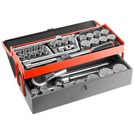 SK.452N Facom 40-Piece Metric 1/2", 3/4" Standard Socket Set with Ratchet, 12 point