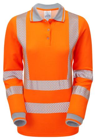 LFE976-NB-10 PULSAR LFE954 Orange Women Hi Vis Polo Shirt, 10in
