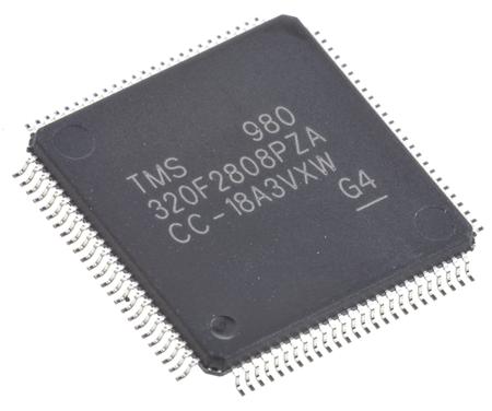 TMS320F2808PZA  Texas Instruments, 32bit Digital Signal Processor 100MHz 128 kB Flash 100-Pin LQFP