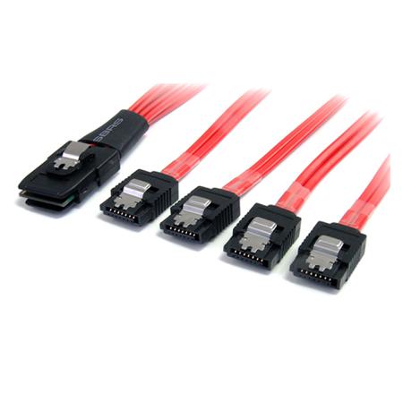 SAS8087S4100 StarTech.com Male Internal Mini-SAS to Female SATA Data x 4  Cable, 1m