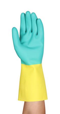 87900100BP Ansell Yellow Latex Chemical Resistant Work Gloves, Size 10, XL, Latex, Neoprene Coating