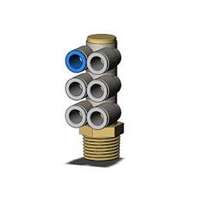 KQ2ZT08-03AS-X35 SMC KQ2Z Series Elbow Fitting, Push In 8 mm to R 3/8 Male, Threaded-to-Tube Connection Style,