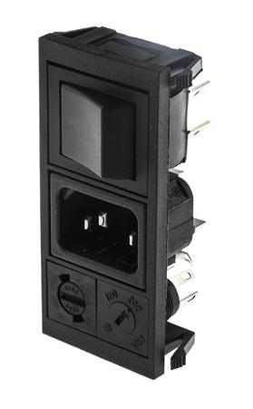 BZV03/Z0000/15 Bulgin C14 Snap-In IEC Connector Male, 10A, 250 V, Fuse Size 5 x 20mm