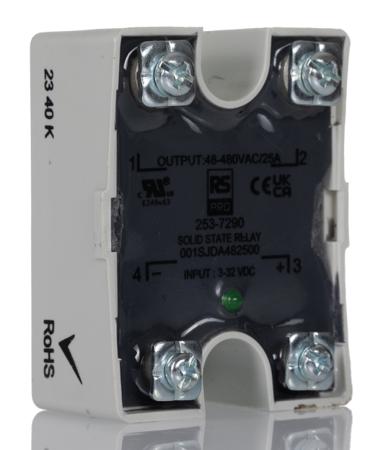 253-7290 RS PRO Solid State Relay, 25 Amps Load, Panel Mount, Surface Mount, 480 V rms Load