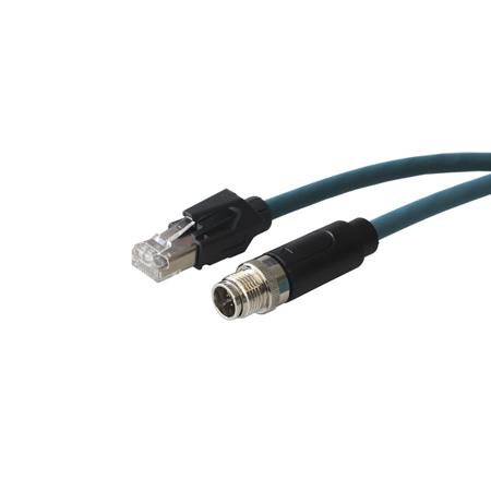 PXPTPU12FIM08XRJ010PU BulginPXP, 1m Cat6a, Blue M12 to Male RJ45 Male Unshielded, Terminated PUR Sheath