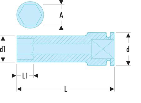 NSB-18 Facom 18mm, 1/2 in Drive Impact Socket, 80 mm length
