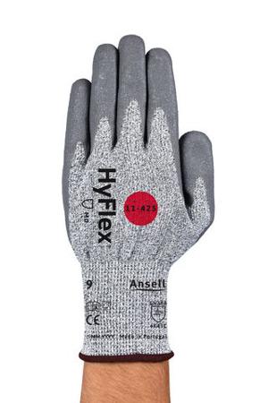 11425060 Ansell Grey Fibreglass, HPPE, Polyamide Abrasion Resistant Work Gloves, Size 6, Nitrile, Polyurethane Coating