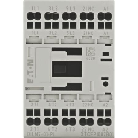 199228-DILM7-01-24VDC--PI Eaton Contactors Contactor, 24 V dc Coil, 3 Pole, 7 A, 3 kW, 1 NC