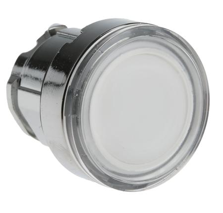 ZB4BW313 Schneider Electric Harmony XB4 Series White Illuminated Spring Return Push Button Head, 22mm Cutout, IP66, IP67, IP69,