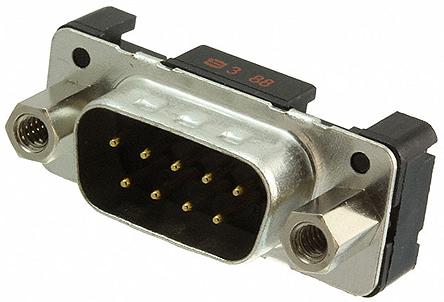09661217703 HARTING D-Sub Standard 9 Way Through Hole D-sub Connector Plug, 2.74mm Pitch, with 4-40 UNC, Female Screw Lock