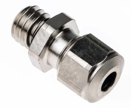 A1000.06.030 SES Sterling A1 Series Metallic Nickel Plated Brass Cable Gland, M6 Thread, 2.5mm min., 3mm max., IP68, IP69K