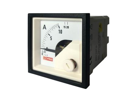 186-2422 RS PRO Analogue Panel Ammeter 20 (Input)A AC, 48mm x 48mm, 1 % Moving Iron