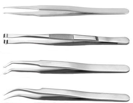 136-9875 RS Pro 4 piece Stainless Steel Tweezer Set with Various Contents