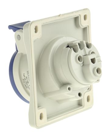 413-1663 Scame IP44 Yellow Panel Mount 2P+E Heavy Duty Power Connector Socket, Rated At 16A, 110 V