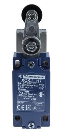 XCKJ10511H7 Telemecanique Sensors XCKJ Series Roller Lever Limit Switch, NO/NC, IP66, DPST, Zinc Alloy Housing, 500V ac Max, 10A Max
