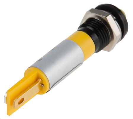 212-468 RS Pro Yellow LED Indicator, 12 V, 5 mm Lamp Size, 8mm Mounting Hole Size, IP67