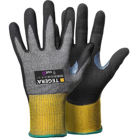 8807-9 Tegera TEGERA Black, Yellow CRF Technology, Glass Fibre Thread, HPPE, Nylon, Spandex Cut Resistant Work Gloves, Size 9,