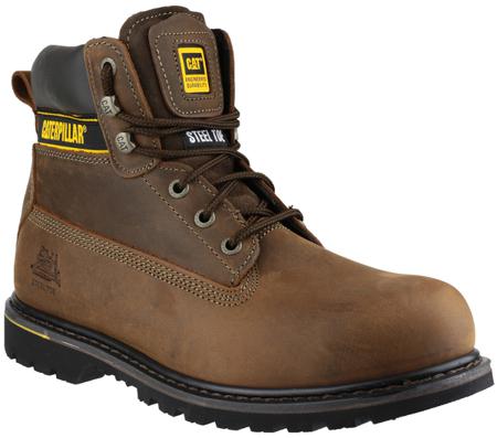 P708025 CAT Holton Brown Steel Toe Capped Men's Safety Boots, UK 8, EU 42