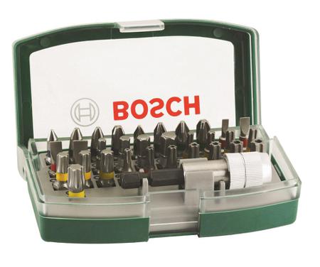2607017063 Bosch Screwdriver Bit Set 32 Pieces, Hexagon, Phillips, Pozidriv, Slotted, Torx