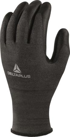 VECUTD05NO06 Delta Plus Black Fibres General Purpose General Handling Gloves, Size 6, Polyurethane Coating