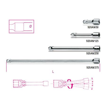 920AN/250 BETA 1/2 mm Square Socket Extension, 250 mm Overall