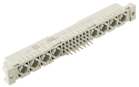 09032246805 HARTING 24 + 8 Way 2.54mm Pitch, Type M Class C2, 3 Row, Straight DIN 41612 Connector, Socket